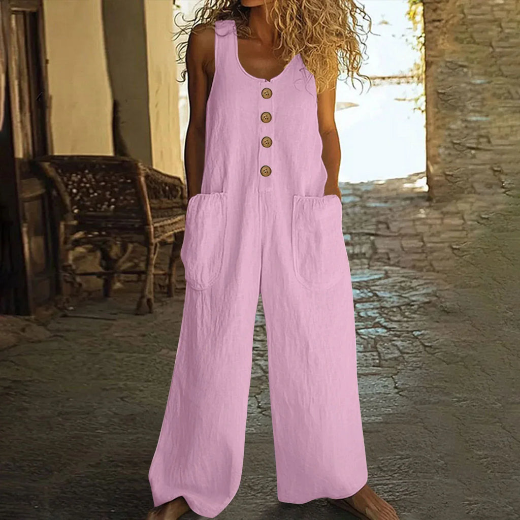 Sleeveless Wide Leg Jumpsuit 2026 - Casual One-Piece Jumpsuit - DanaFashionstore