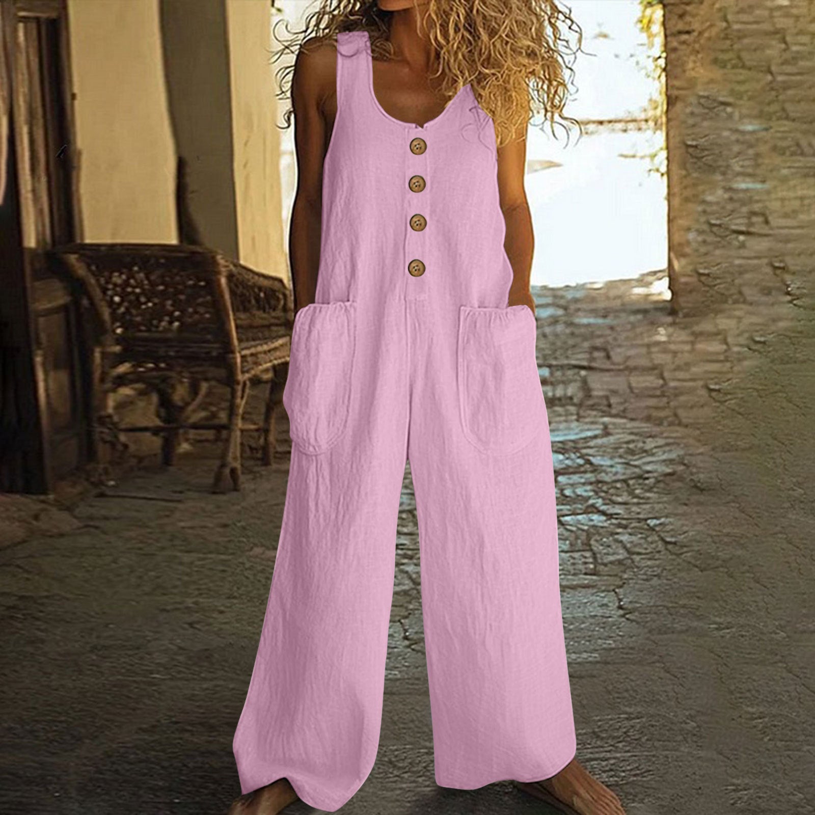 Sleeveless Casual One-piece Wide Leg Jumpsuit