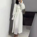 Round Neck Ruffle Sleeve Dress 2026 - High Waist Drawstring Dress - DanaFashionstore