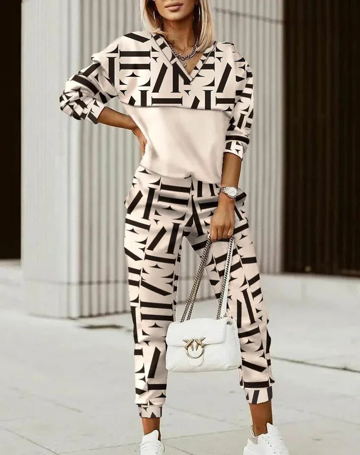 Women's Printed Long Sleeve Street Slim Fit Fashion Casual Suit - DanaFashionstore