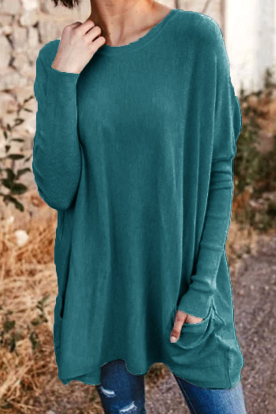 Women's Casual Pocket Loose Long Sleeve Top