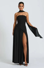 Fashion Sexy Backless Tube Top Pure Color Split Dress - DanaFashionstore