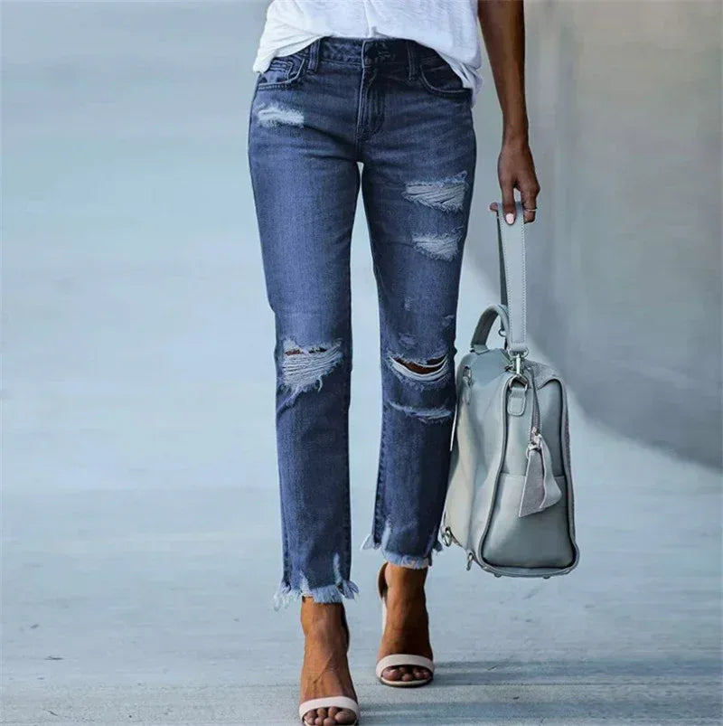 Women's Plus Size Ripped Jeans Trousers - DanaFashionstore
