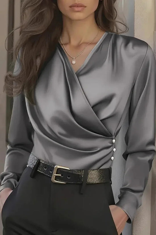 French Light Luxury V-neck Slim Fit Ins Style Versatile Shirt - DanaFashionstore