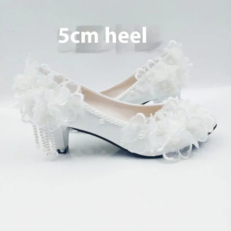 Male Lace High-heeled Shoes Korean Style, Flower Rhinestone Tassel Bride - DanaFashionstore