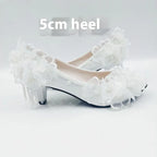 Male Lace High-heeled Shoes Korean Style, Flower Rhinestone Tassel Bride - DanaFashionstore