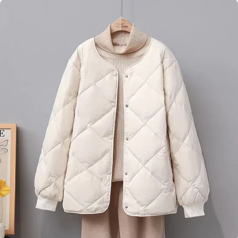 Rhombus Down Jacket Women's Short Coat - DanaFashionstore
