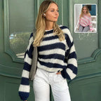 Loose Striped Pullover Sweater Fashion Versatile Long-sleeved Knitted Tops For Women Clothing - DanaFashionstore