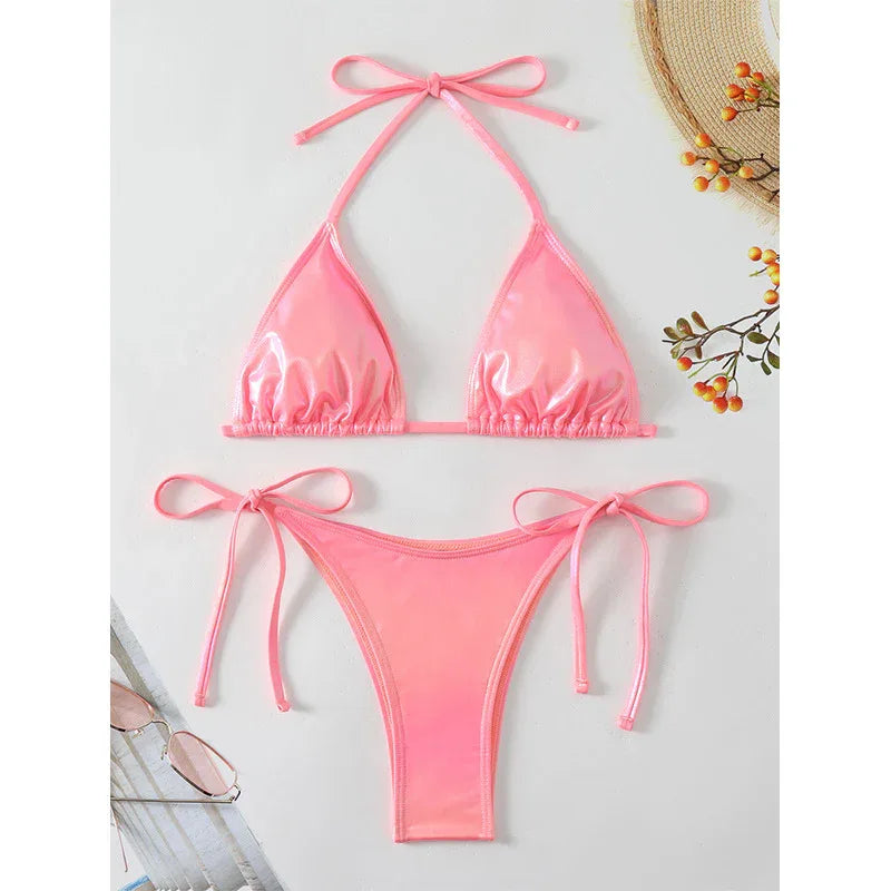 Women's Pure Color Casual Versatile Bikini Suit - DanaFashionstore