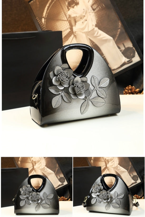 Personalized Flower Dumpling Niche Handbag Versatile Patent Leather Messenger Bag - Dana Fashion