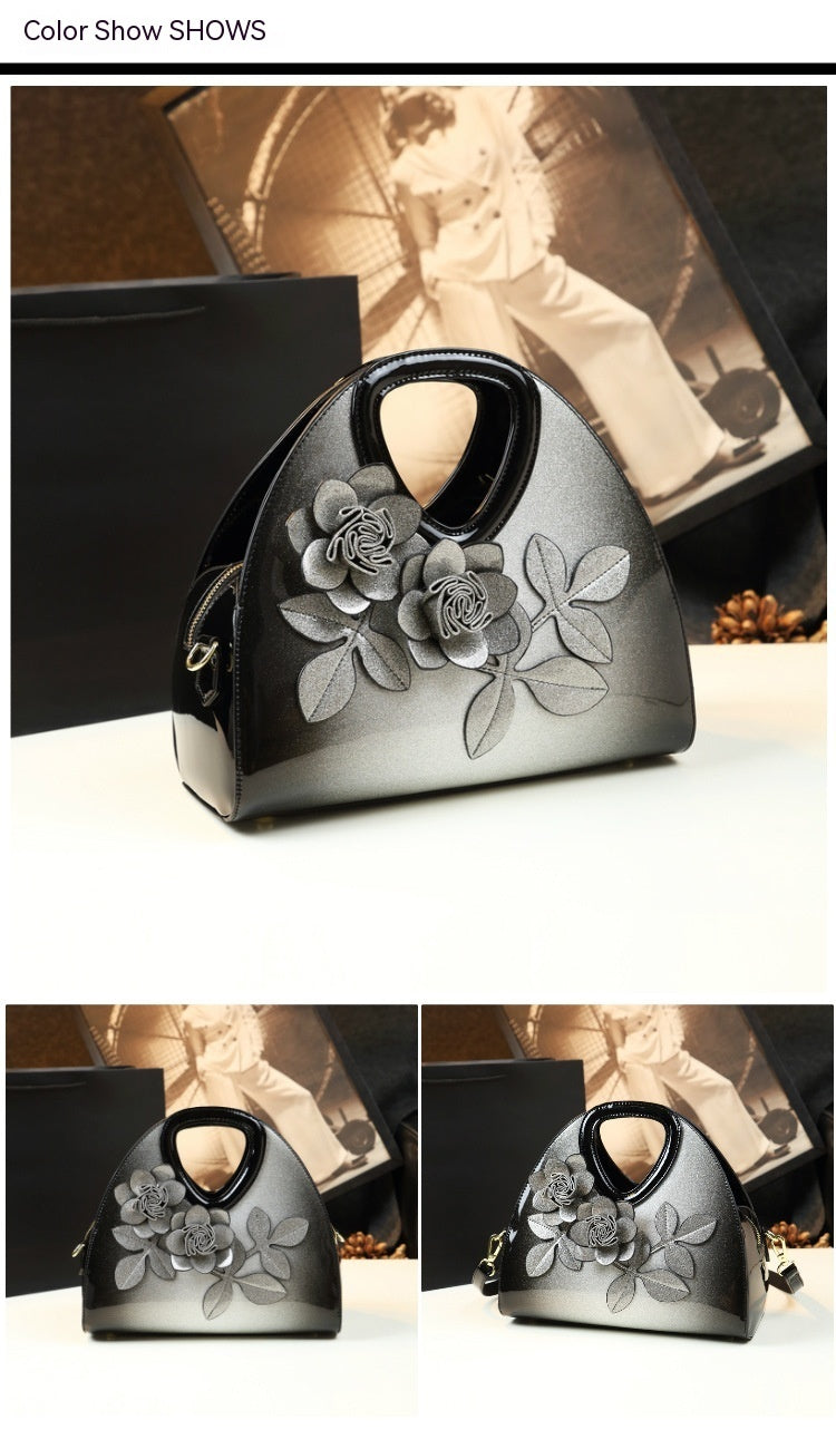 Personalized Flower Dumpling Niche Handbag Versatile Patent Leather Messenger Bag - Dana Fashion