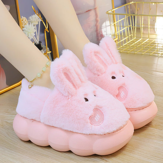 New Rabbit Women's Cute Warm And Non Slip Plush Cotton Slippers