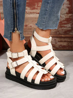 Hollow-out Belt Buckle Platform Pig Cage Sandals Women's Foreign Trade Roman Shoes - DanaFashionstore