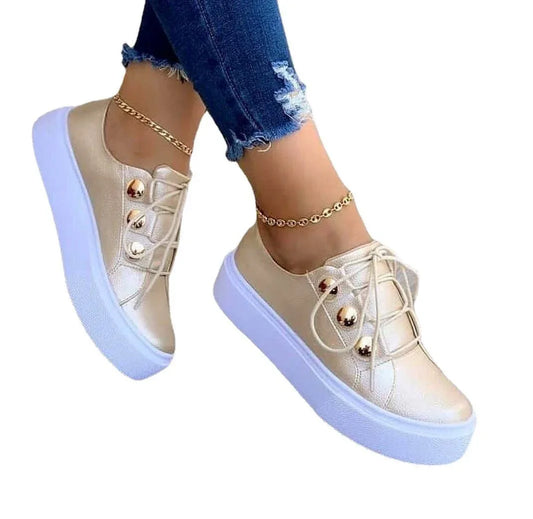 One-foot Square-toe Loafers White Shoes Soft Platform Platform - DanaFashionstore