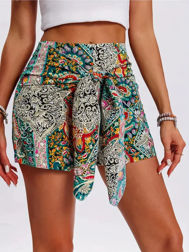 Slimming Lace Up Printed Irregular Skirt For Women - DanaFashionstore