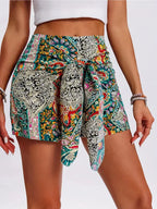 Slimming Lace Up Printed Irregular Skirt For Women - DanaFashionstore