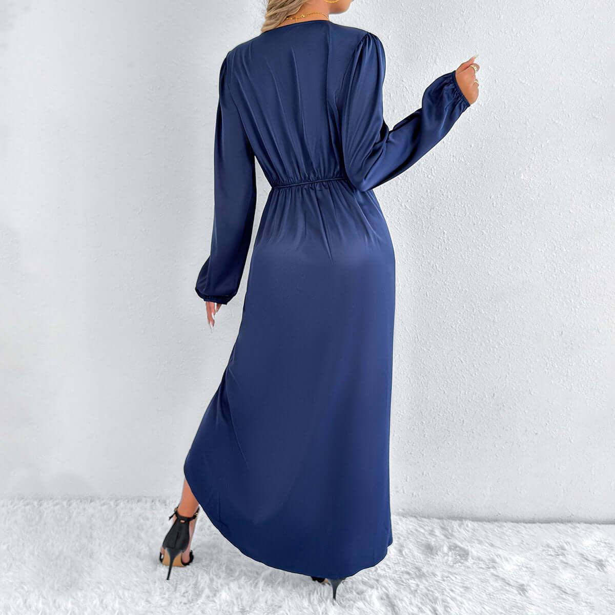 Satin European And American Style Dress High-grade $47.06 Dana Fashion Color: Army Green Size: L Women's clothing Product information: Color: khaki, Brown, Army Green, Rose Red, green, orange, pink, blue Waist type: high waist Size: XS,S,M,L,XL,XXL Sleeve