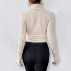 Knitted Long-sleeve High-neck Slim-fit Bodysuit - DanaFashionstore