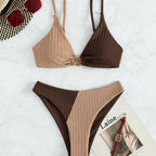 Solid Color Stitching Bikini - DanaFashionstore