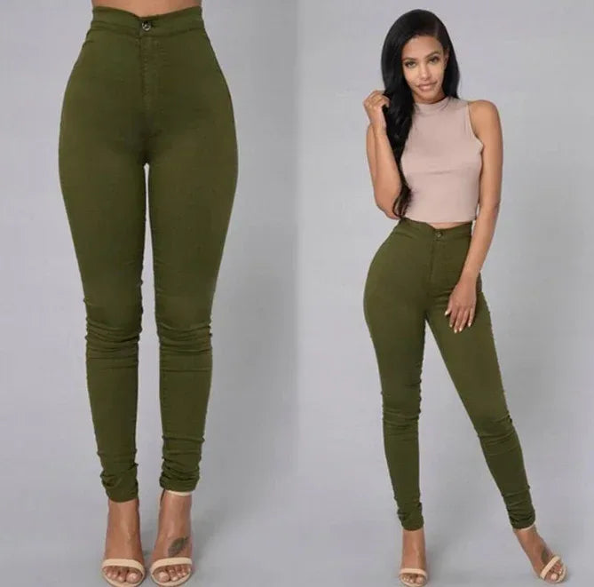 Casual Pants For Women High Waist Stretch Slim Trouser Skinny Candy Color Jeans - DanaFashionstore