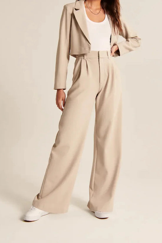 High Waist Straight Trousers With Pockets Wide Leg Casual Pants For Women