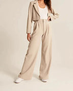 High Waist Straight Trousers With Pockets Wide Leg Casual Pants For Women - DanaFashionstore