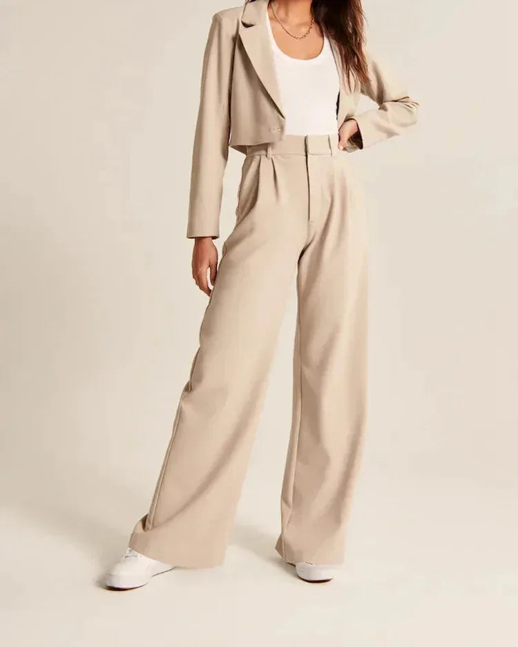 High Waist Straight Trousers With Pockets Wide Leg Casual Pants For Women - DanaFashionstore