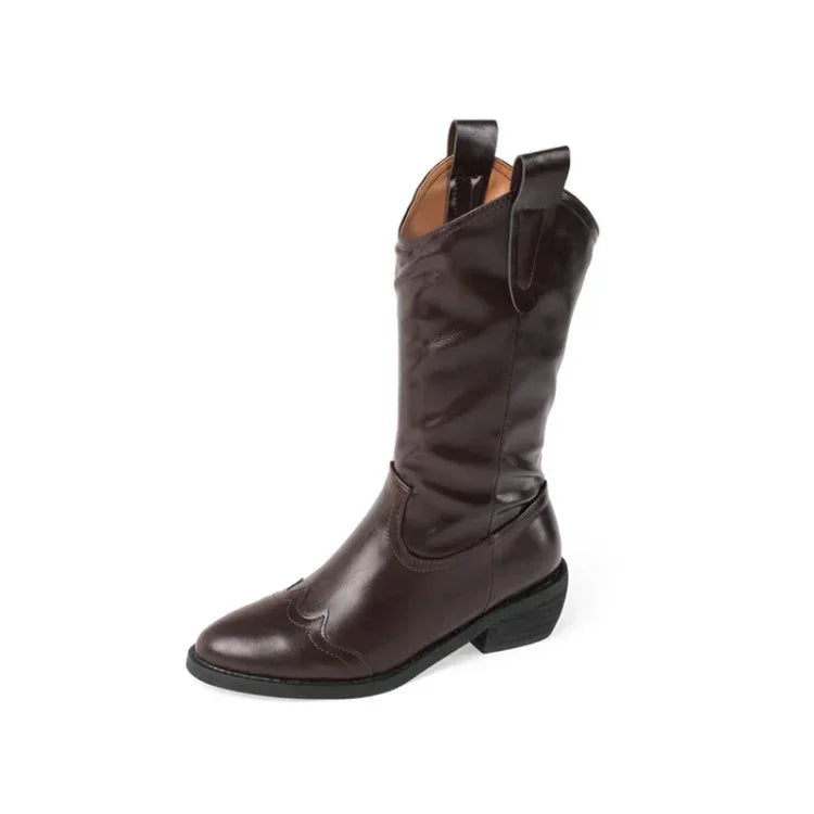 European And American Vintage Western Cowboy Boots For Autumn And Winter - DanaFashionstore