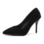 Black Suede High Heels Women's Stiletto Ceremonial Shoes - DanaFashionstore