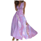Summer New V-neck Fashion Digital Printing Maxi Dress