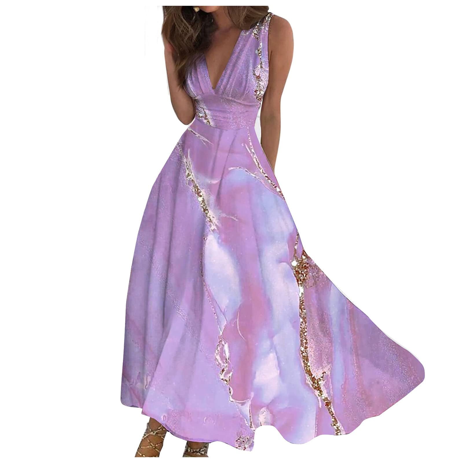 Summer New V-neck Fashion Digital Printing Maxi Dress