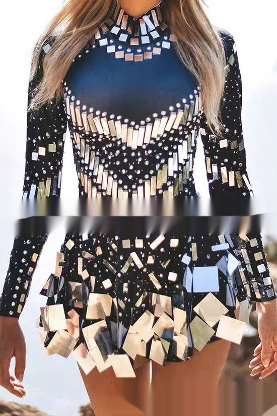 Party Elegant Slim Fit Long Sleeve Short Dress Mini Dress