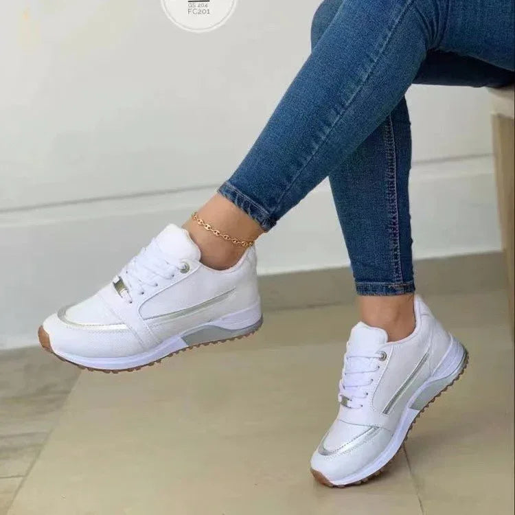 Casual Lace-up Flat Shoes Women Shallow Round Toe Sports Walking Sneakers - DanaFashionstore