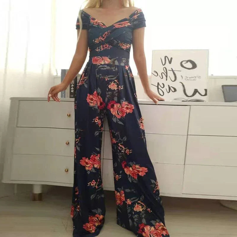 Fashion One-Shoulder Print Jumpsuit 2026 - Temperament Party Jumpsuit - DanaFashionstore