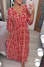 V-neck Floral Loose And Versatile Long Skirt