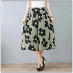Slim And Casual High Waisted Printed Wide Leg Capris