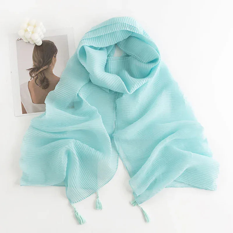 Herringbone Pattern Monochrome Artificial Cashmere Scarf Women's Simple Casual Style Tassel Warm Shawl - DanaFashionstore
