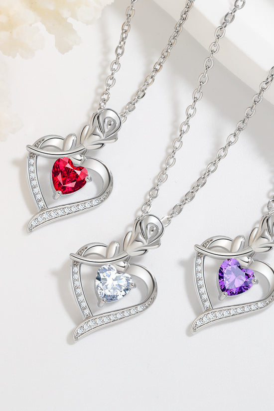 Rose Heart-shaped Necklace With Rhinestones Fashion Everlasting Flower Love Necklace For Women Valentine's Day Gift