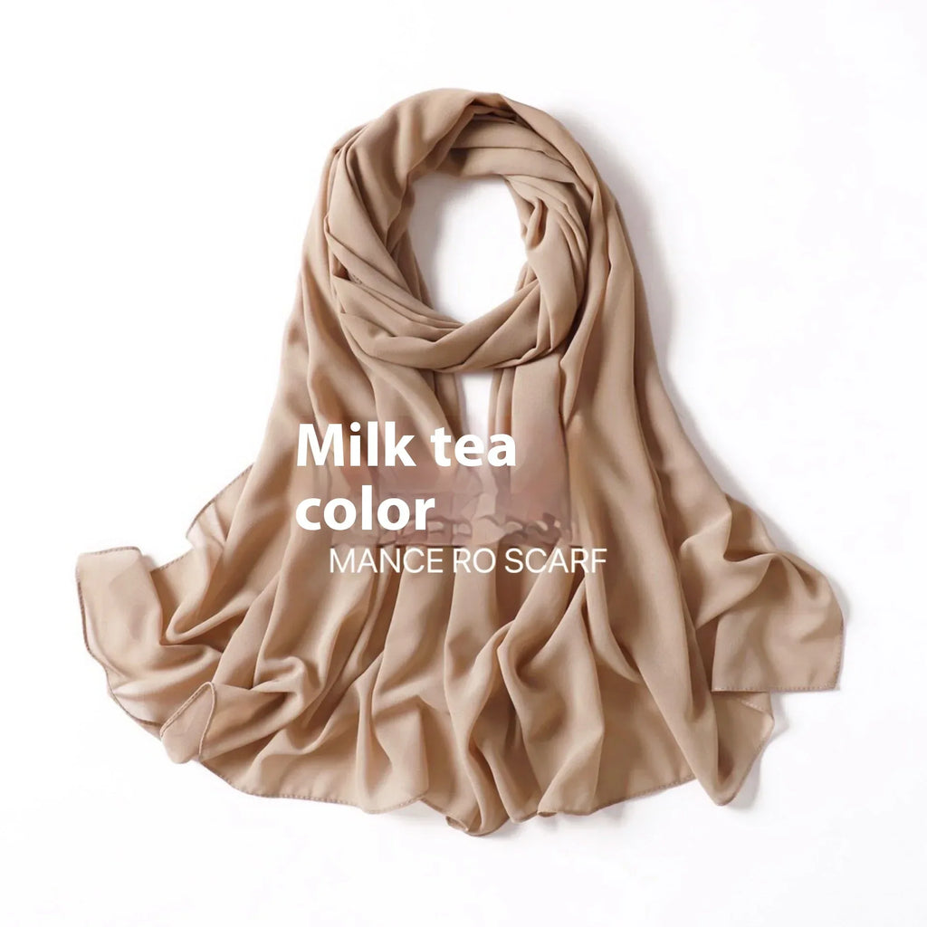 Pure Color Pearl Chiffon Scarf Headcloth Veil Chiffon Scarf - DanaFashionstore