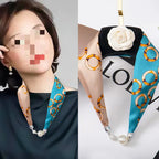 Magnetic Buckle Silk Women Scarf Pearl Necklace - DanaFashionstore
