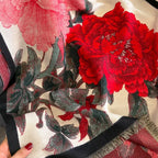 Retro Floral Artificial Cashmere Scarf Women's Thick Warm Scarf - DanaFashionstore