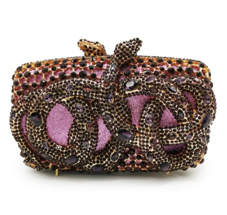 Python Diamond-studded Dinner Bag Magnetic Clasp Chain Clutch - Dana Fashion