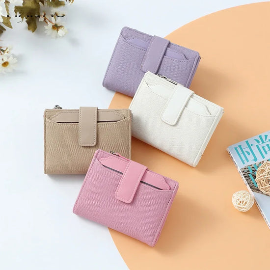 Women's Short Solid Color Leather Wallet - DanaFashionstore