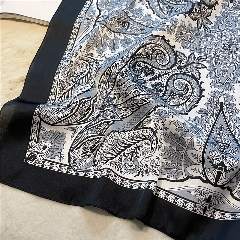 Women's Vintage Printed Silk Scarf