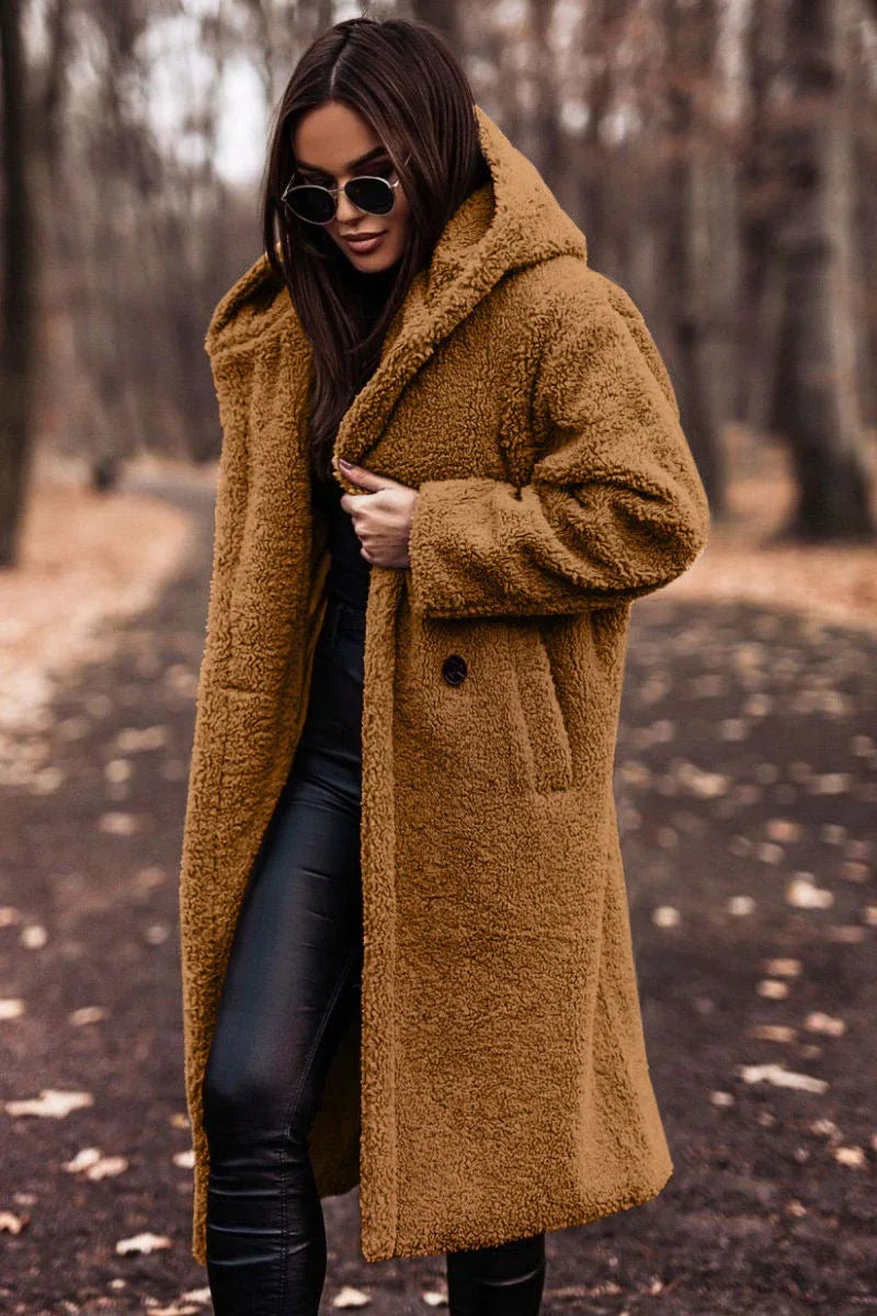 Autumn Winter Fashion Elegant Long Coat Woman Plush Warm Faux Fleece Coat Women Teddy Jacket Female Teddy Coat Outwear Ladies - DanaFashionstore