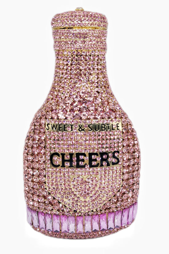 Champagne Bottle Rhinestone Evening Clutch Women's Bag - Dana Fashion