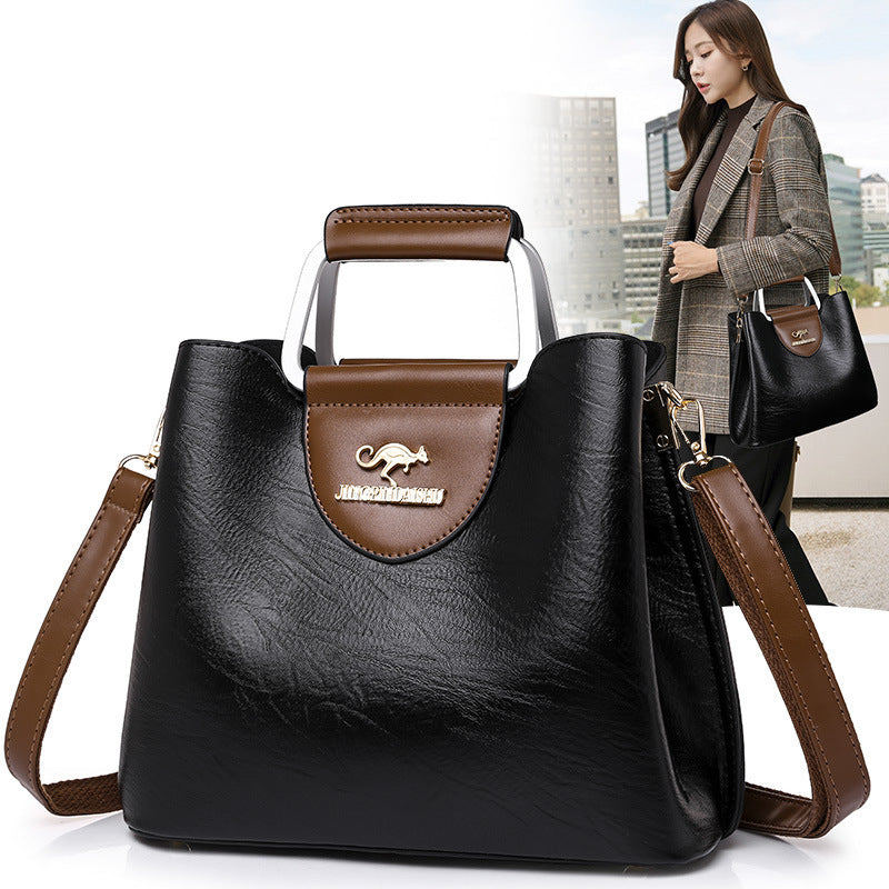 Large Capacity Totes Middle-aged High-grade Soft Leather Shoulder - Dana Fashion