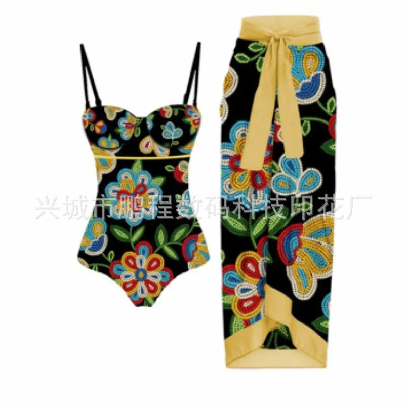 Siamese Conservative Covering Belly Thin Swimsuit French Retro One-piece Bikini - DanaFashionstore