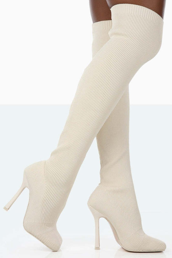 Europe And The United States Foreign Trade Large Size High With Fine Heel Stretch Boots Female
