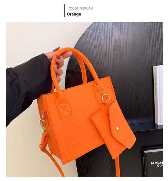 Simple Small Handbag Women's Fashion Felt One Shoulder Combination Bags - DanaFashionstore